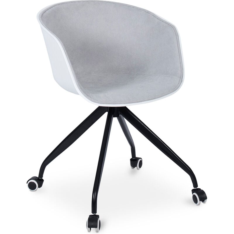 Chaise de bureau avec accoudoirs - Chaise de bureau à roulettes - Noir et blanc - Jodie Gris clair