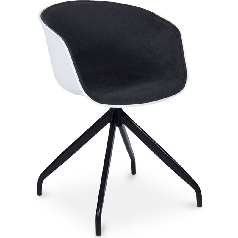Chaise de bureau tapissée avec accoudoirs - Chaise de bureau noire et blanche - Jodie Gris foncé