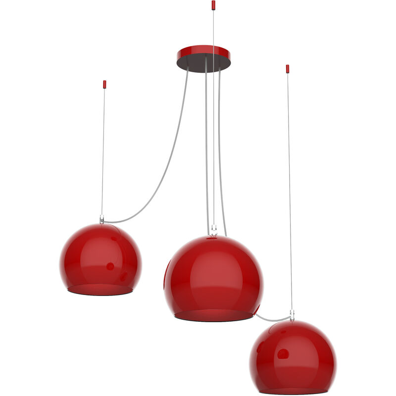 Image of Lumicom - joe Sospensione, 3X E27, max 42W, metallo, rosso lucido, D.25cm