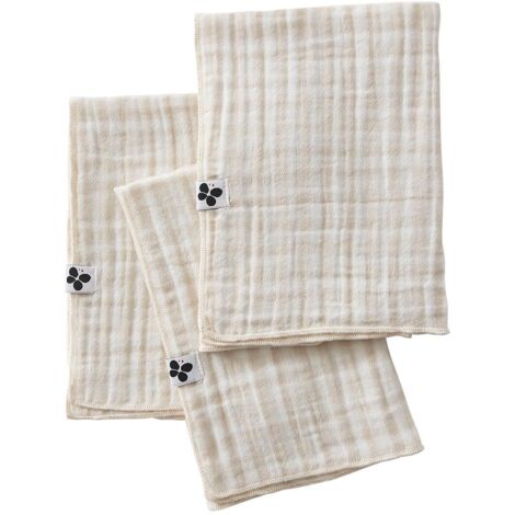 JOEL - Lot de 3 Serviettes 40x40cm Gaze de Coton Vichy Coloris Pampa