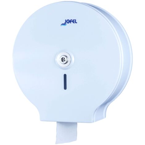 Jofel - Grande portarotolo industriale, dispenser di carta in rotoli fino a 400 m, diametro max. 260 mm, mandrino da 18 a 55 mm, cassa in acciaio laminato bianco, classico AE13300