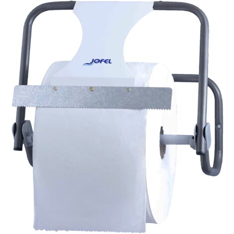 Jofel - Portarotolo a parete, Distributore industriale di carta con taglio frontale, Heavy Duty, tubo in acciaio da 20 mm, accetta rotoli fino a 500 m, AD10010