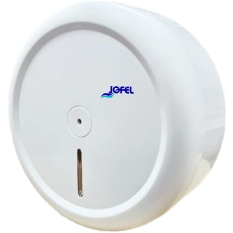 Jofel - Portarotolo industriale, Dispenser per rotoli di carta fino a 203 mm di diametro, in ABS bianco, salva carta, AE68000