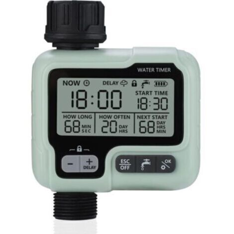 Johgee Minuterie d'arrosage automatique, minuterie d'irrigation goutte à goutte, étanche et utilisée à l'extérieur, plusieu