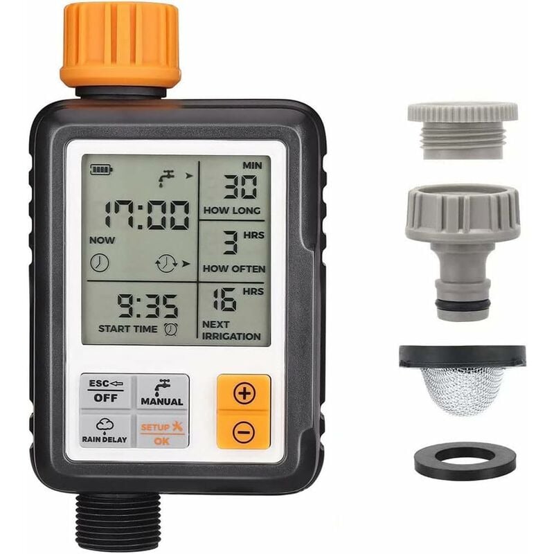 Programmateur Arrosage Automatique Minuteur Arrosage Goutte à Goutte, Imperméable et Utilisé à l'extérieur, Modes Multiples, 3" écran LCD, Irrigation