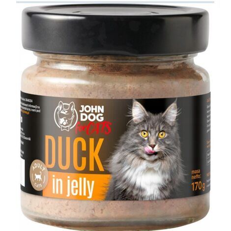 John Dog für Katzen  Erwachsene  Nassfutter in Geleeform 170 g – Entengelee 170 g