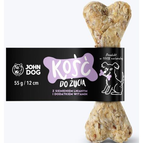 John Dog Hueso masticable para perros Hueso masticable de 12 cm (1 unidad) - Hueso con linaza y vitaminas de 12 cm