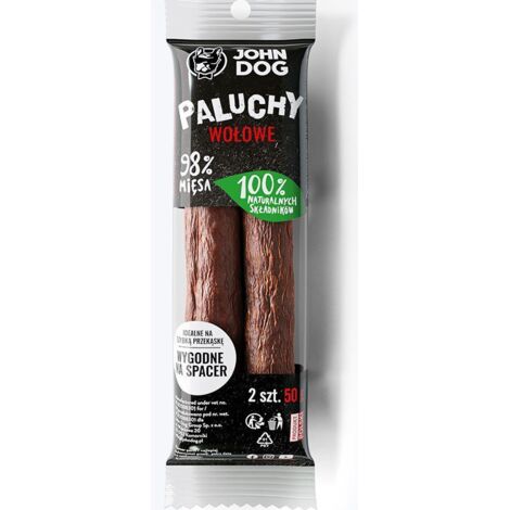 John Dog  Leckerlis - Premium Sticks 98% Fleisch  2er-Packung - Rindfleischsticks 2 Stück.