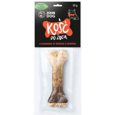 John Dog Masticazione per cani Osso masticabile 12 cm 1 pz - Osso con salmone in pelle di salmone 12 cm