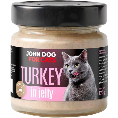 John Dog per GATTI  Adulto  Cibo umido in gelatina 170g - Gelatina di tacchino 170g