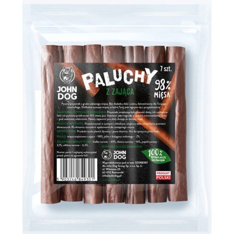 John Dog  Snack - Bastoncini Premium 98% carne  Confezione da 7 - Bastoncini di lepre - 7 pezzi
