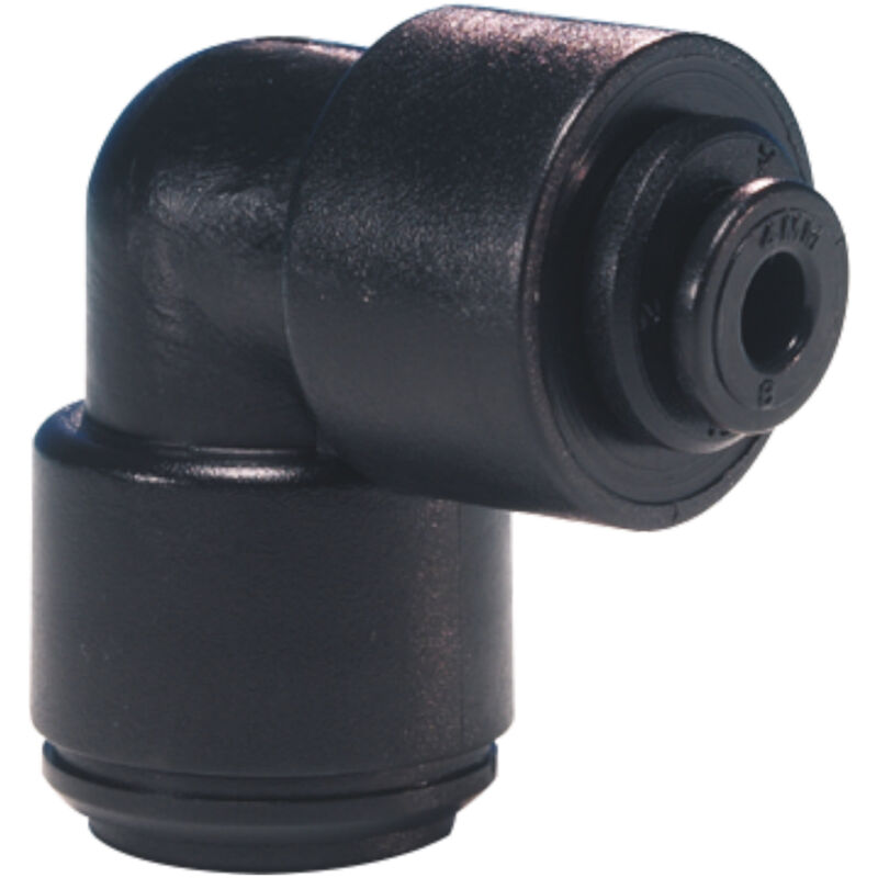 John Guest Push Fit 12mm to 10mm 90 degree Reducing Elbow - Caravan in Black