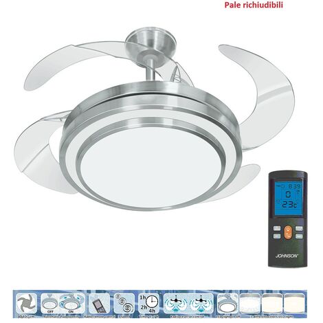Johnson ventilatore da soffitto lampadario elegante led pale retrattili 4 pale
