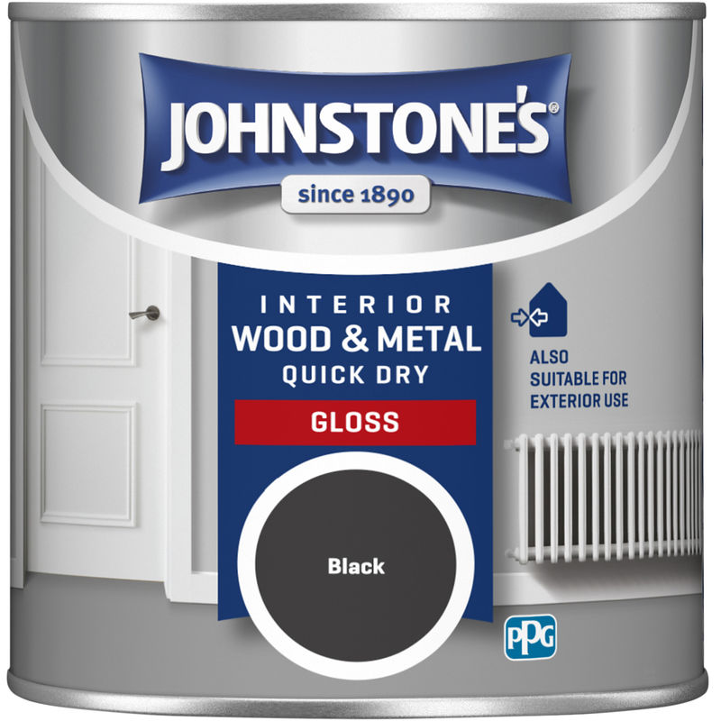 Johnstones 250ml Quick Dry Gloss Paint - Black
