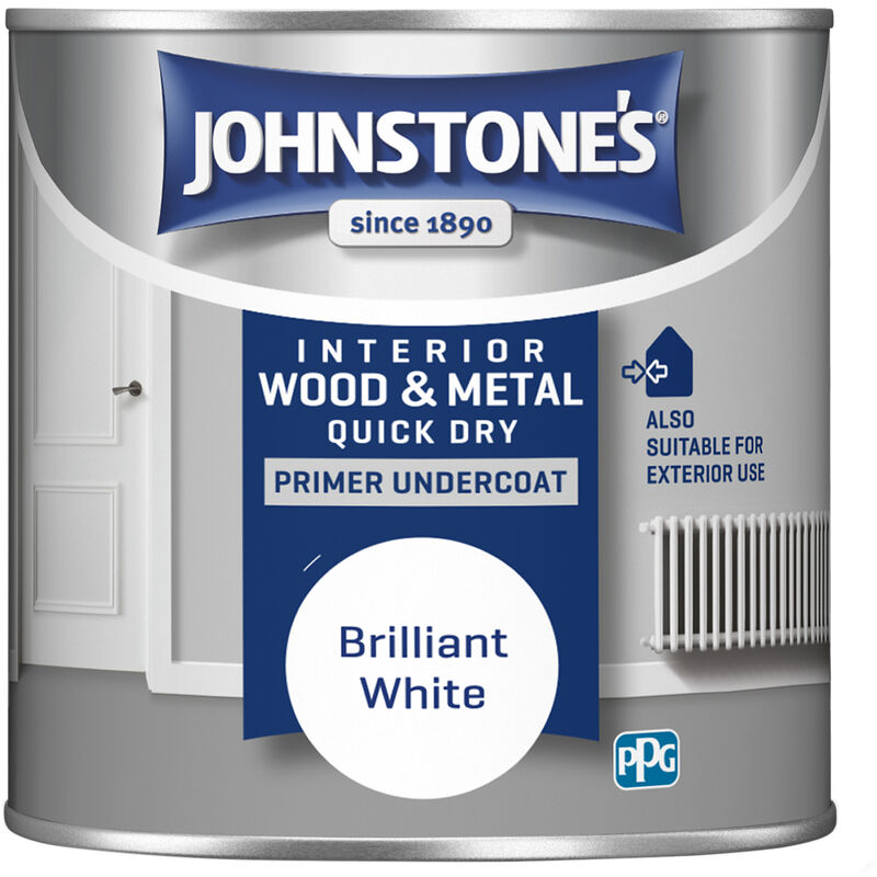 Johnstones 250ml Quick Dry Primer Undercoat - Brilliant White