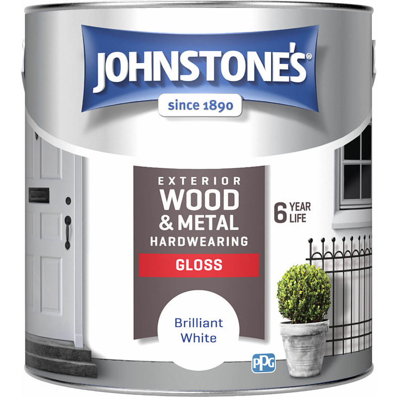 Exterior Wood & Metal Hardwearing Gloss Brilliant White 2.5L - Johnstones