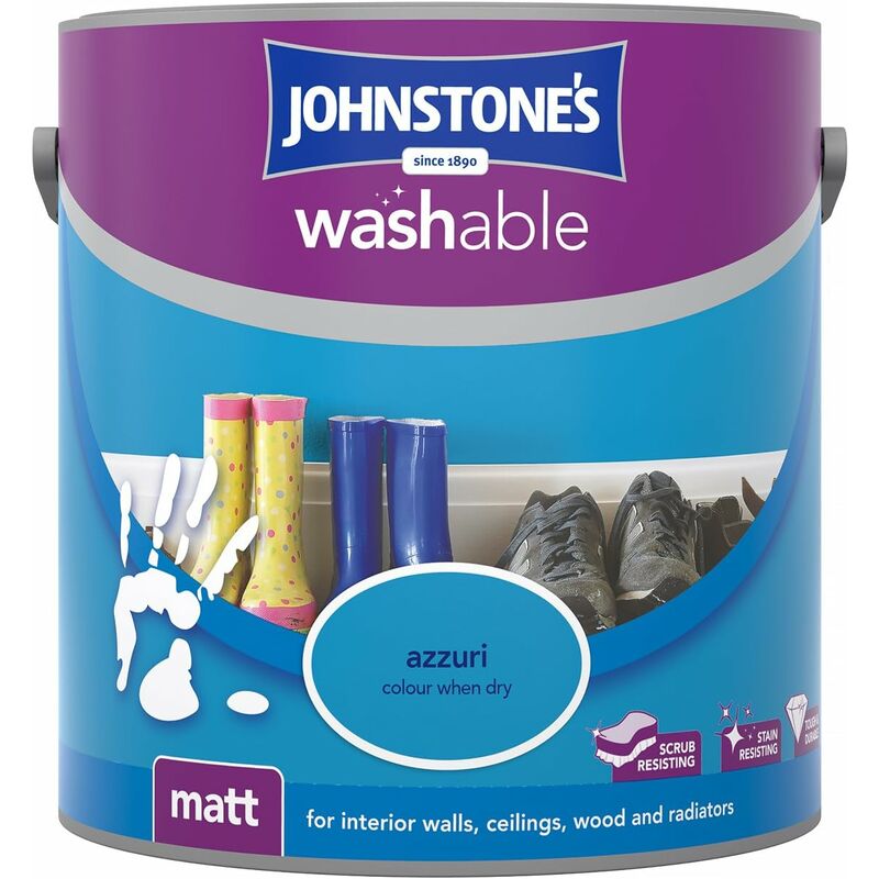 Johnstone’s 308788 2.5Litre Washable Matt Paint - Azzuri - AZZURI