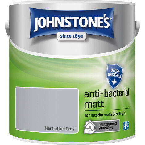 Johnstones Anti-Bacterial Matt Paint Manhattan Grey 2.5L