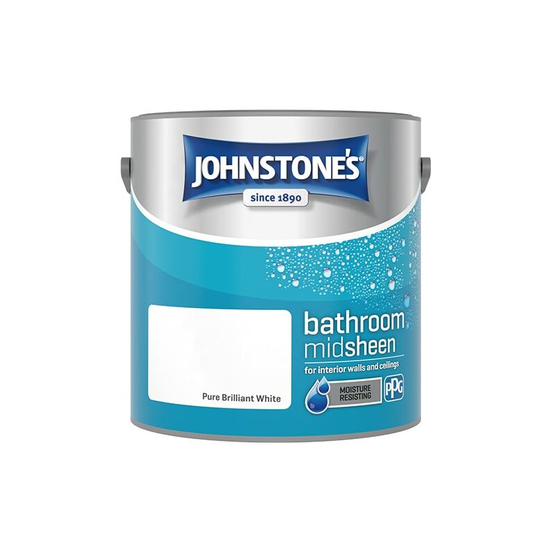 Johnstone's - Interior Bathroom Mid Sheen Brilliant White 2.5ltr - Brilliant White