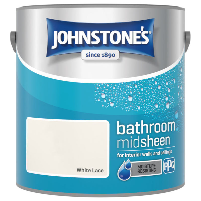 Johnstones Bathroom Mid Sheen Emulsion White Lace 2.5 Litre