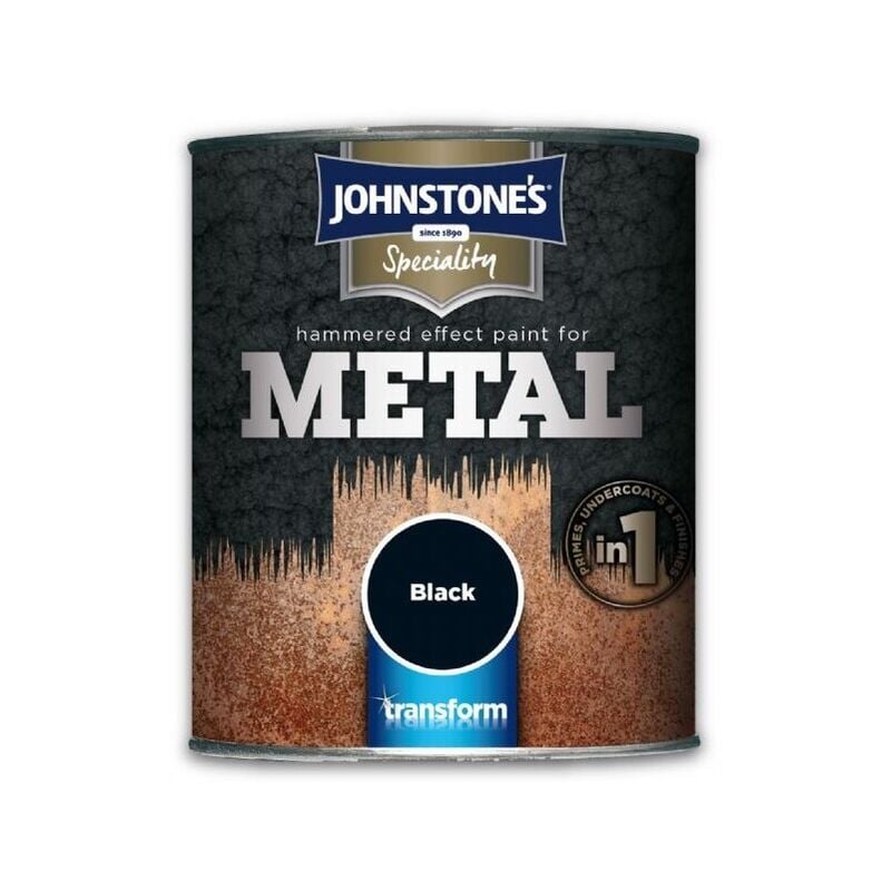 Johnstone's - Johnstones Hammered Effect Metal Paint - Black - 750ml - Black