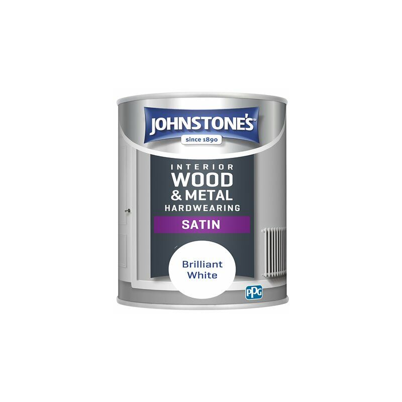 Johnstone's - Interior Hardwearing Satin Brilliant White 750ml - Brilliant White