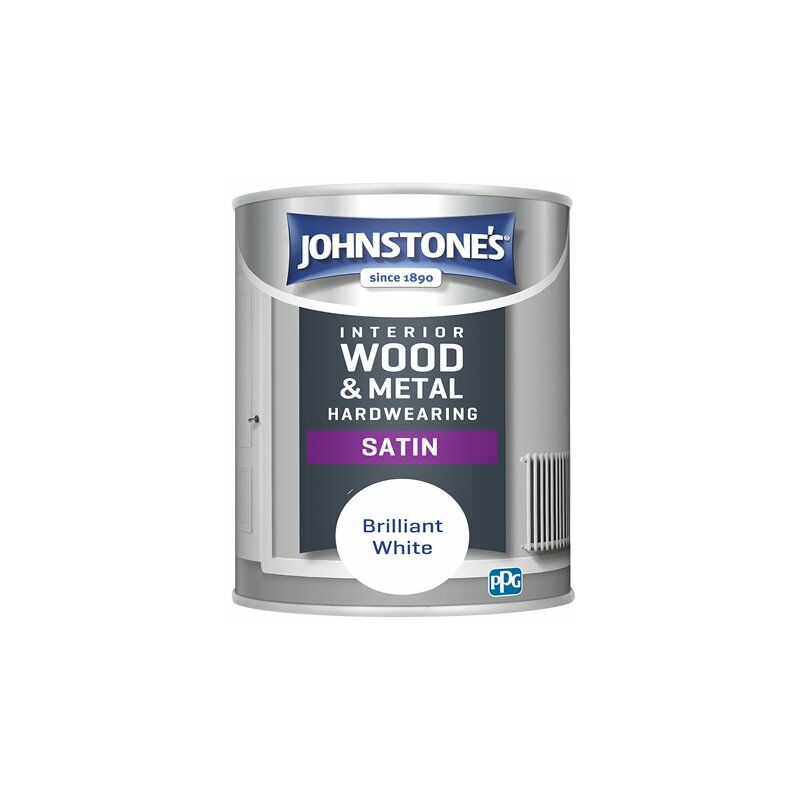 Johnstones - Johnstone's Interior Hardwearing Satin Brilliant White 1.25ltr - Brilliant White
