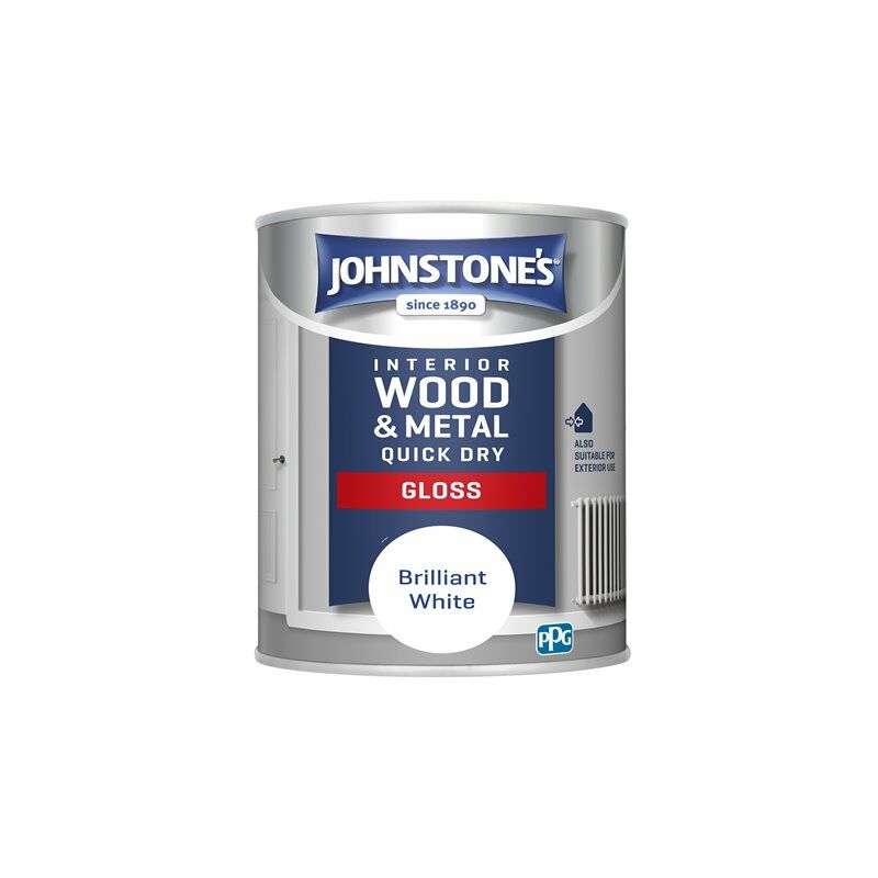 Johnstone's Interior Quick Dry Gloss Brilliant White 250ml - Brilliant White