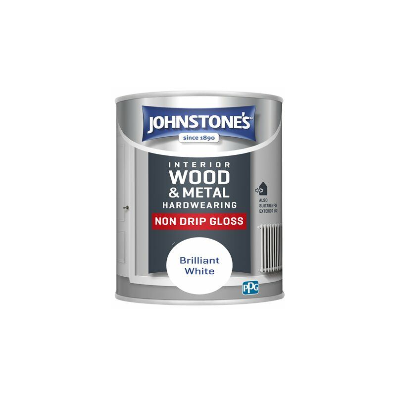 Johnstones - Johnstone's Interior Hardwearing Non Drip Gloss Brilliant White 1.25ltr - Brilliant White