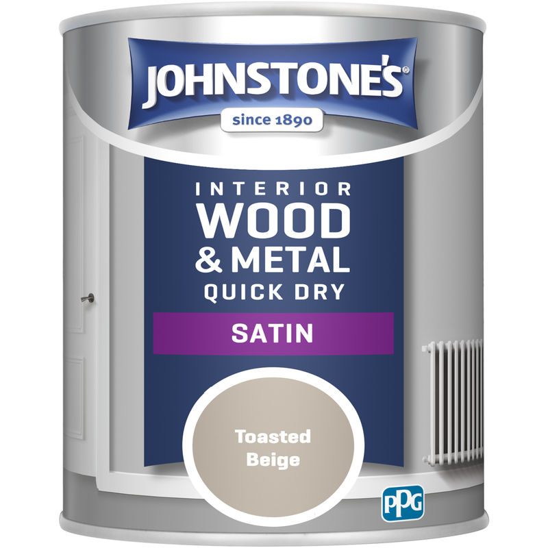 303917 750ml One Coat Quick Dry Satin Paint - Toasted Beige - Johnstone's