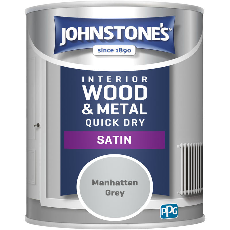 Johnstones 750ml Quick Dry Satin Paint - Manhattan Grey