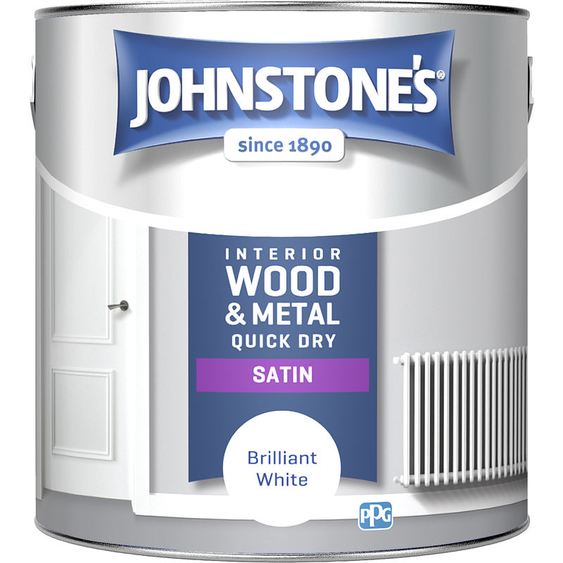 303930 2.5 Litre One Coat Quick Dry Satin Paint - Brilliant White - Johnstone's