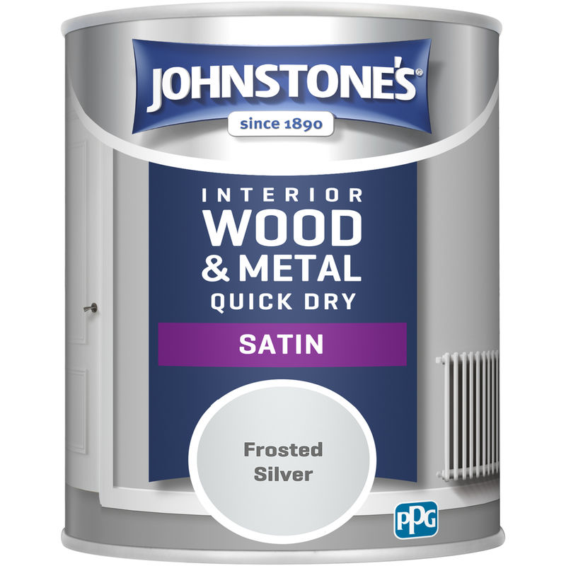 303919 750ml One Coat Quick Dry Satin Paint - Frost Silver - Johnstone's