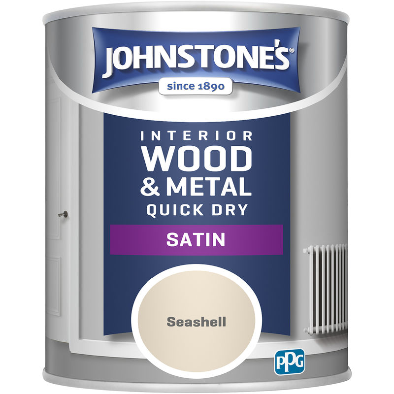 303925 750ml One Coat Quick Dry Satin Paint - Seashell - Johnstone's
