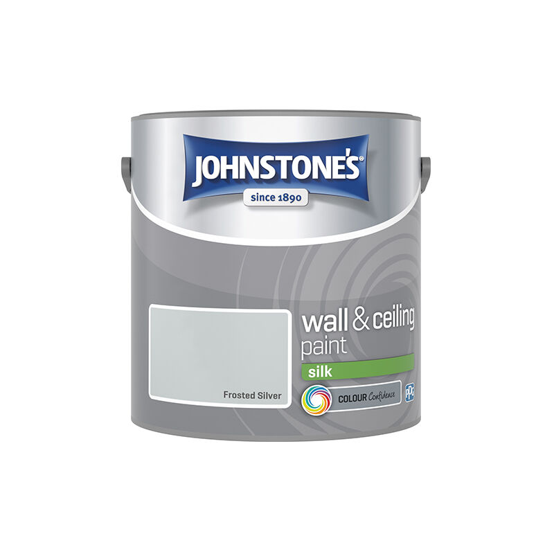 Johnstone's - Interior Wall & Ceiling Paint Silk Frosted Silver 2.5ltr - Frosted Silver