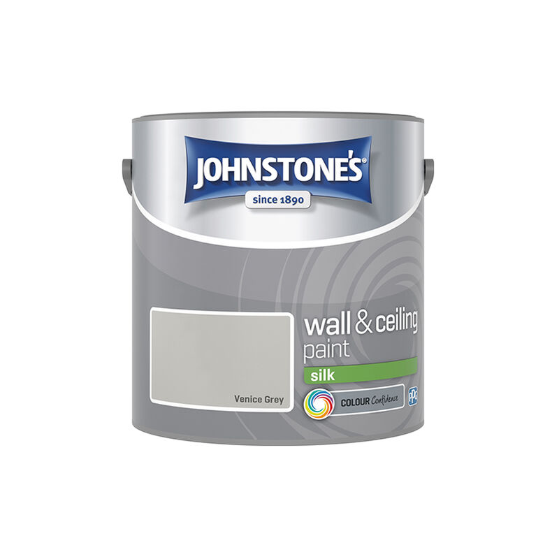 Johnstone's - Interior Wall & Ceiling Paint Silk Venice Grey 2.5ltr - Venice Grey