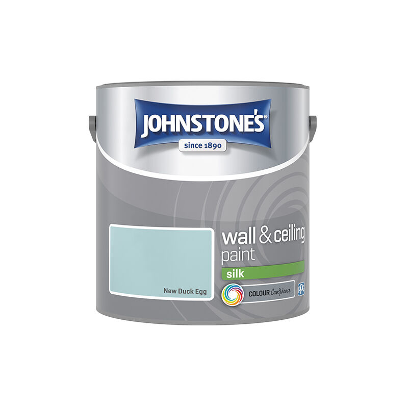 Johnstone's - Interior Wall & Ceiling Paint Silk New Duck Egg 2.5ltr - New Duck Egg