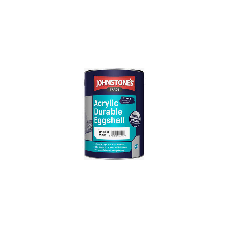 Johnstone's - Johnstones Trade Acrylic Durable Eggshell - Brilliant White - 2.5 Litre - Brillaint White