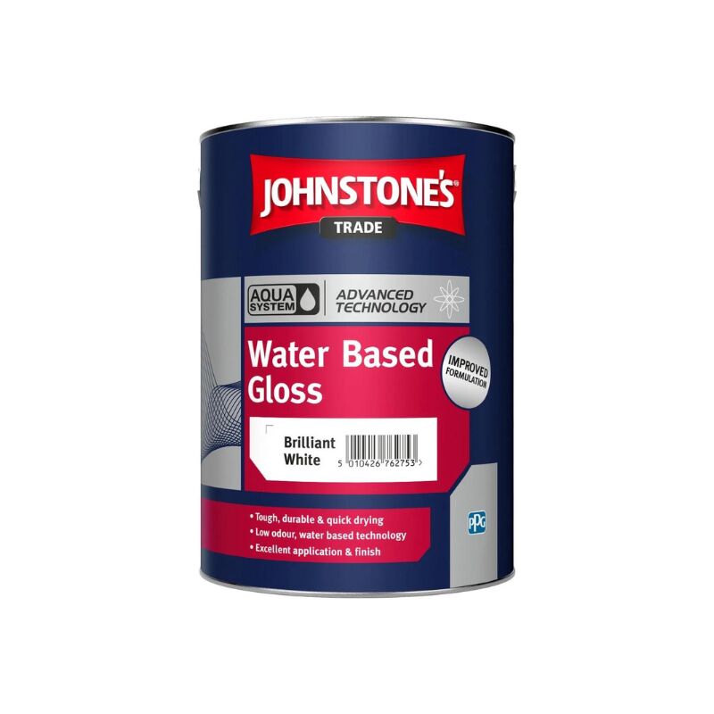 Johnstone's - Johnstones Trade Aqua Guard Durable Water Based Gloss - Brilliant White 1 Litre - Brilliant White