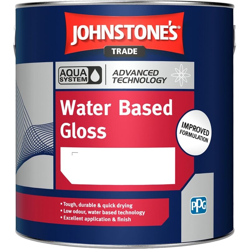 Johnstone's - Johnstones Trade Aqua Water Based Gloss - Black - 1 Litre - Black