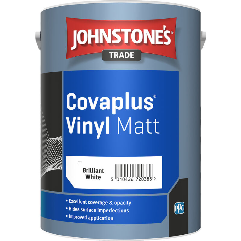 Johnstone's - Johnstones Trade Covaplus Vinyl Matt - Brilliant White - 5 Litre - Brillaint White