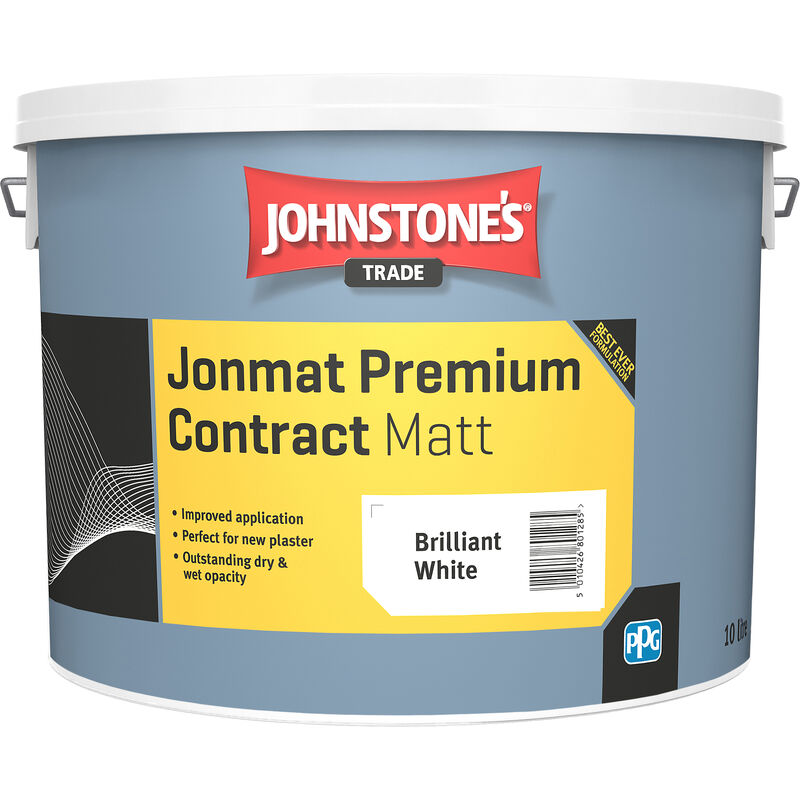 Johnstone's - Johnstones Trade Jonmat Premium Contract Matt - Brilliant White - 10 Litre - Brilliant White