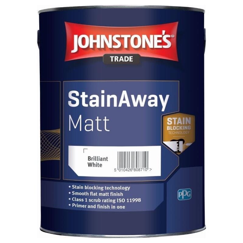 Johnstone's - Johnstones Trade StainAway Matt - Brilliant White - 10 Litres - Brilliant White