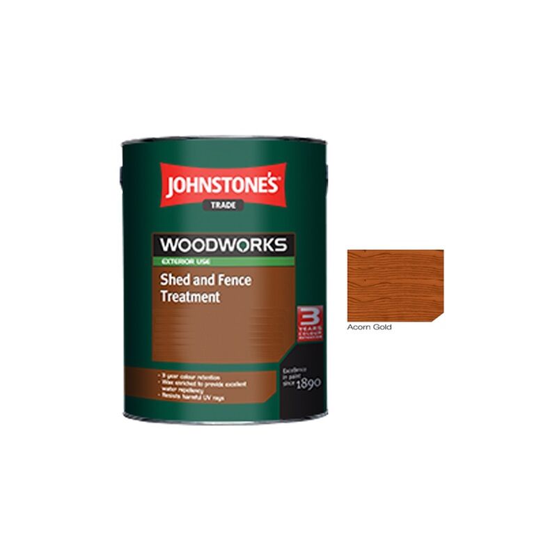 Johnstones Trade Woodworks Shed and Fence Paint 5 Litre Acorn Gold