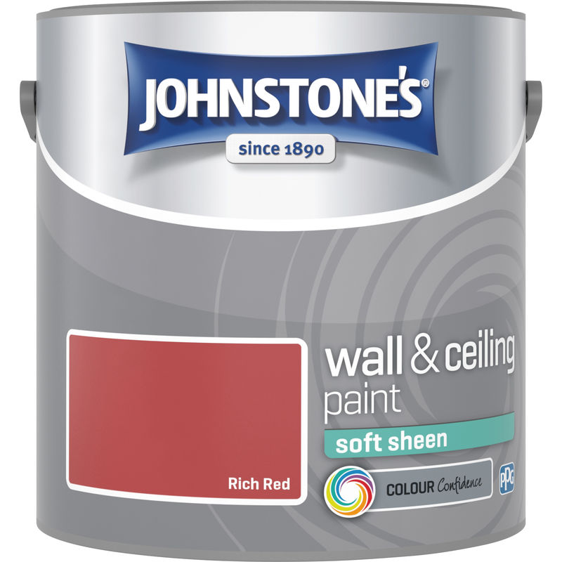 Johnstone's 304156 2.5 Litre Soft Sheen Emulsion Paint - Rich Red