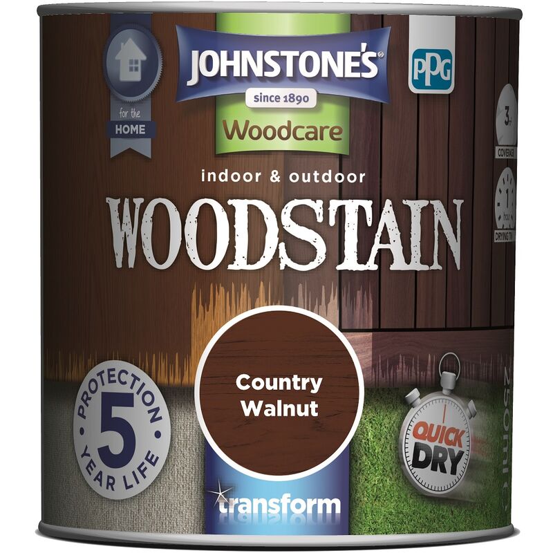 Johnstone's - Johnstones Woodcare Indoor and Outdoor Woodstain Paint - 250ml - Country Walnut - Country Walnut