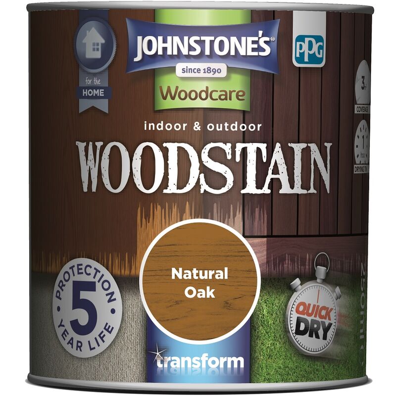 Johnstone's - Johnstones Woodcare Indoor and Outdoor Woodstain Paint - 250ml - Natural Oak - Natural Oak