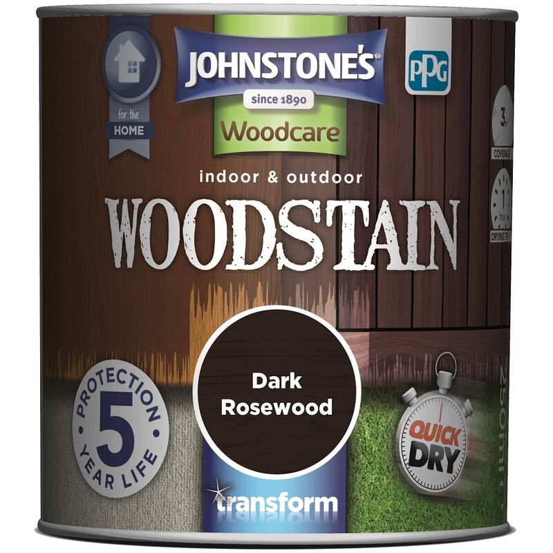 Johnstone's - Johnstones Woodcare Indoor and Outdoor Woodstain Paint - 250ml - Dark Rosewood - Dark Rosewood