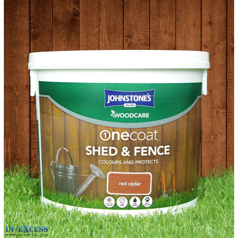 Johnstones Woodcare One Coat Shed &amp; Fence Red Cedar - 5 