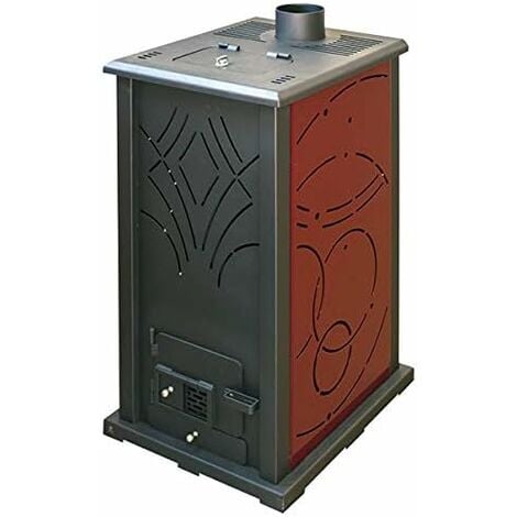 JOIMA - Estufa Biomasa Pellet-Orujo Eco Nova 10 kW. Funcion sin Electricidad. Color Burdeos